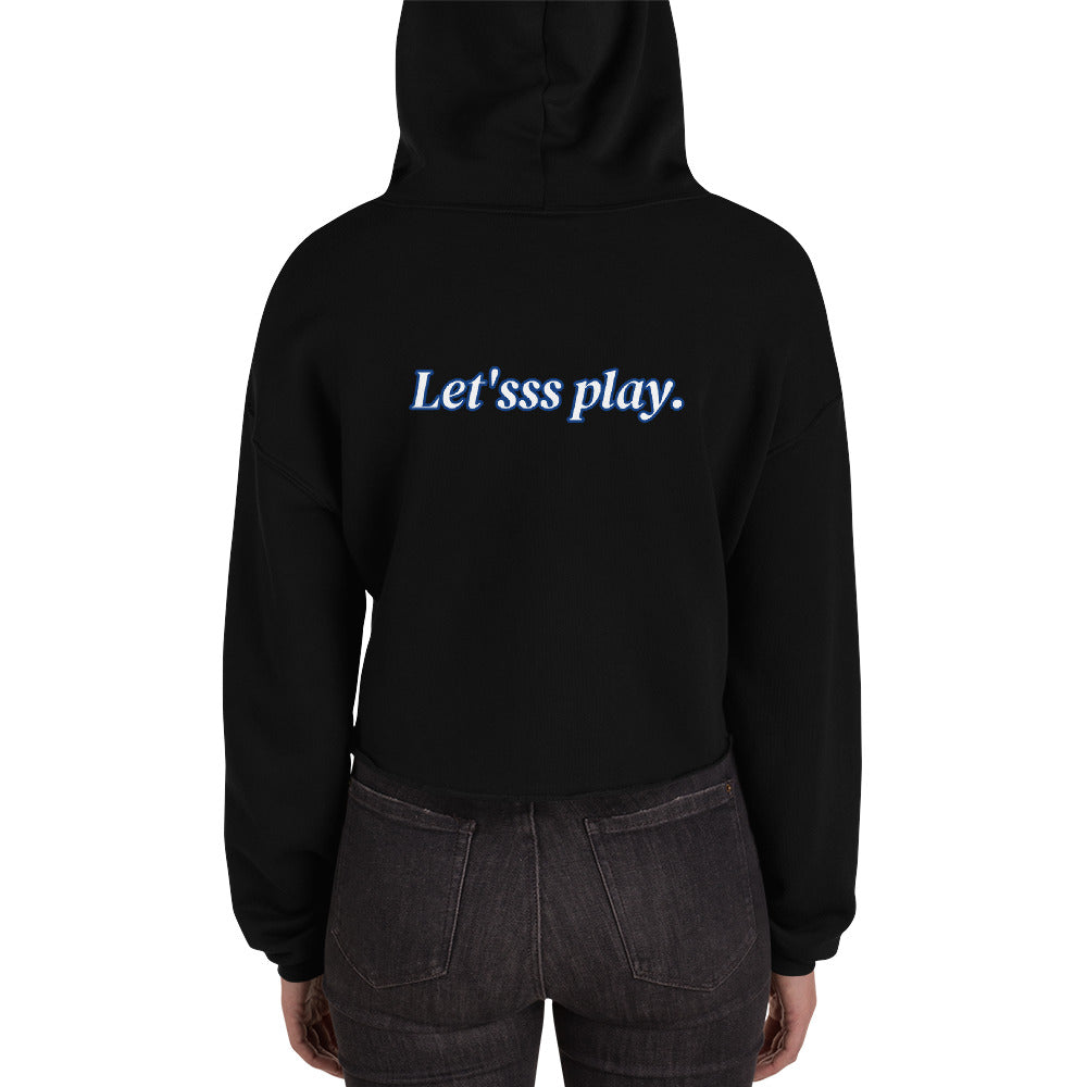 Fang's Blue Crop Hoodie With "Let'sss Play."