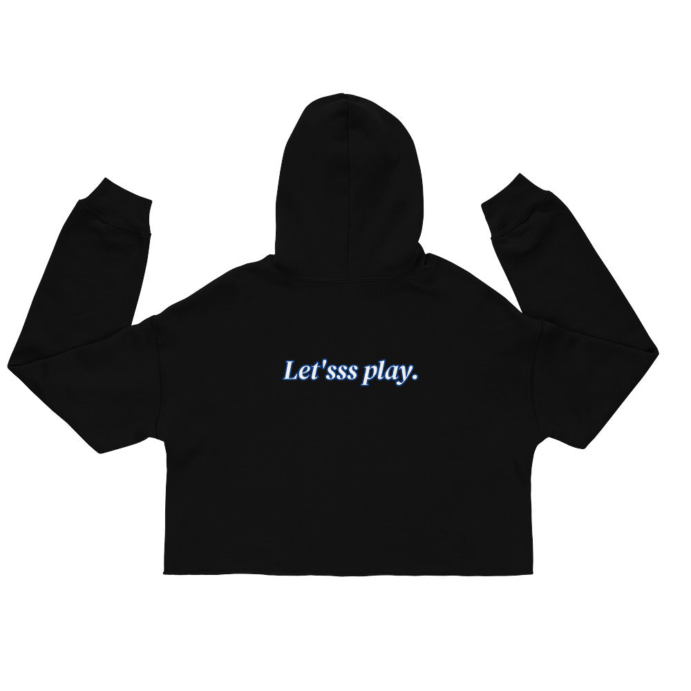 Fang's Blue Crop Hoodie With "Let'sss Play."