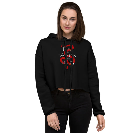 Bite The Woman That Feeds Crop Hoodie in Red
