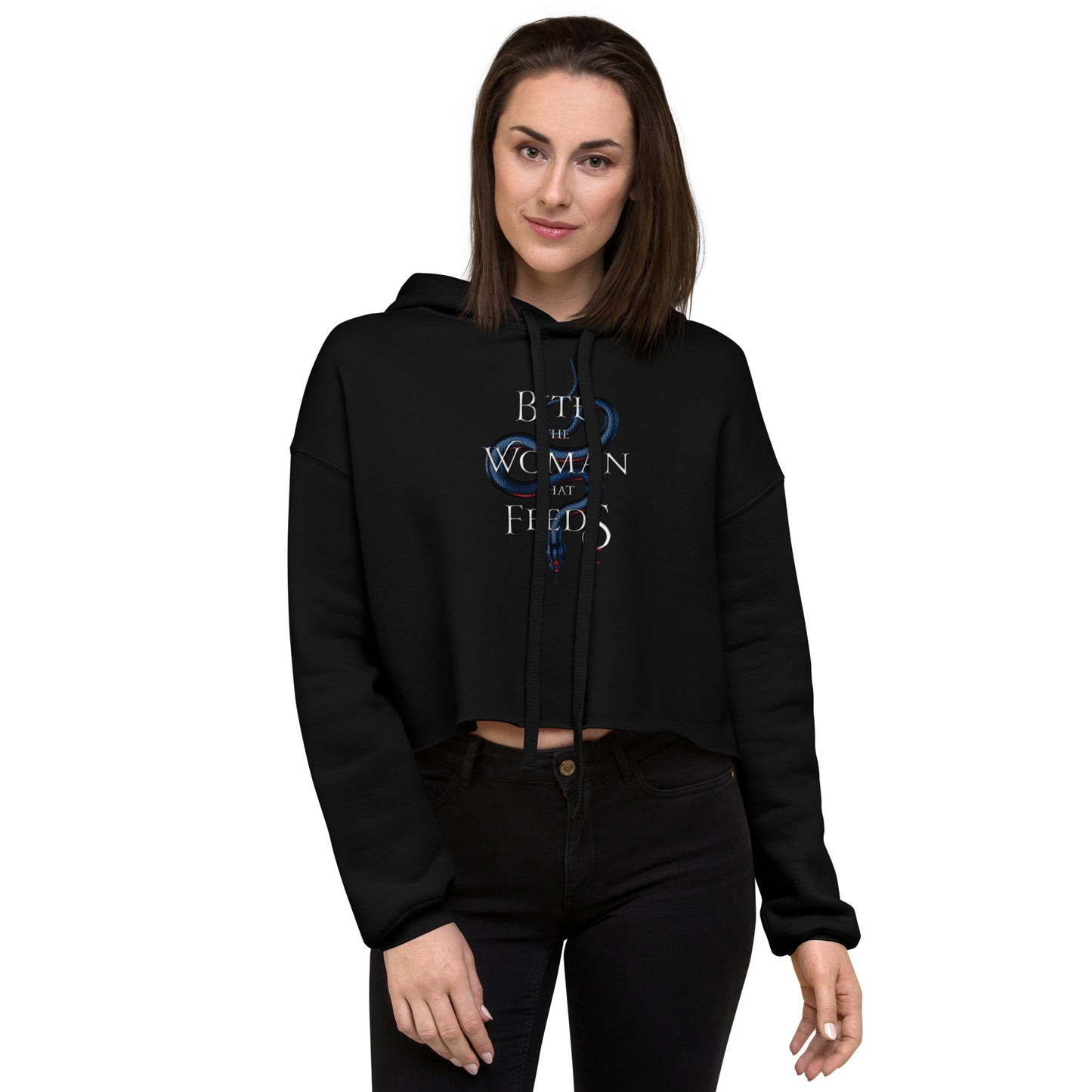 Fang's Blue Crop Hoodie With "Let'sss Play."
