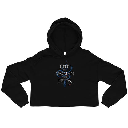 Fang's Blue Crop Hoodie With "Let'sss Play."